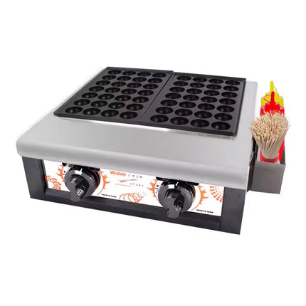 Double Plate Takoyaki Maker 56 Holes Waffle Balls Baking Machine with Non-stick Coating Pan 40MM Takoyaki Ball Maker