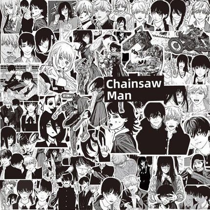 10/30/75pcs Chainsaw Man Anime Stickers Cool Black White Manga Graffiti Sticker Decoration Laptop Water Bottle Phone Decals Gift