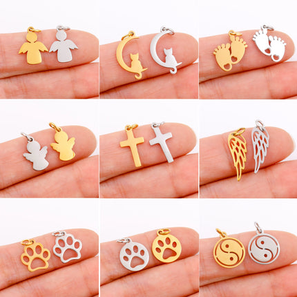 5pcs/Lot Stainless Steel Hollow Animal Cat Or Dog Claw Charm For DIY Necklace Bracelet Earrings Jewelry Accessories Pendants