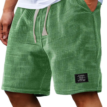Summer Men's Waffle Business casual shorts New Korean Fashion Drawstring Baggy Short Pants Fitness Breathable Streetwear Gym