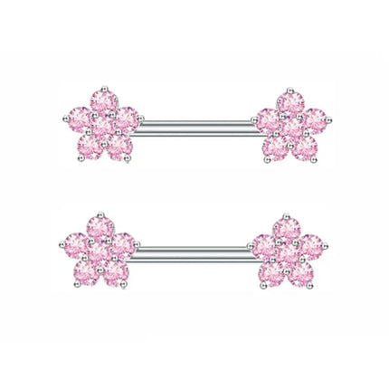 1Pair Pink Butterfly Nipple Piercing Jewelry Shiny Crystal Nipple Rings For Women Girls Heart Nipple Barbells Piercing Pezon