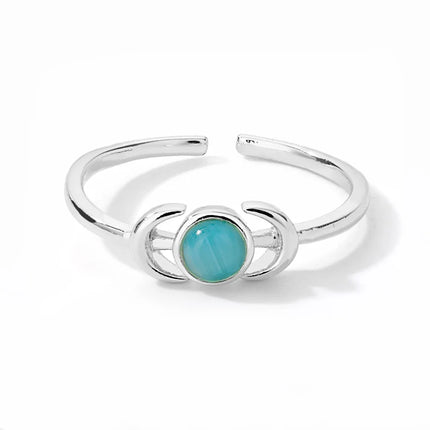 Zircon Moon Star Rings For Women Stainless Steel Glowing Moon Star Adjustable Finger Ring Aesthetic Wedding Jewelery Gift Femme