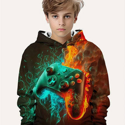 Children's Clothes 3D Controller Games Printed Hoodies Boys' Autumn Clothes Long Sleeve Fashion Sweaters for Children Sweatshirt