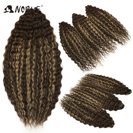Noble 24Inch 300g Crochet Hair Curl Hair Water Wave Ombre Blonde Twist Crochet Hair Braid Hair Deep Wave Braiding Hair Extension