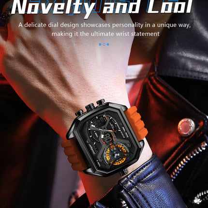 POEDAGAR Sports Men Wristwatch Date Week Chronograph Luminous LED Man Clock Silicone Strap Electronic Men's Quartz Watches Reloj