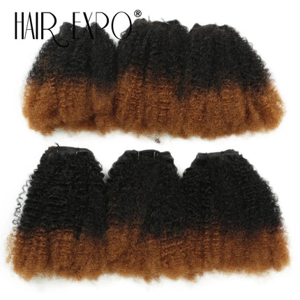6PCS Afro Kinky Curly Hair Bundles 8" Synthetic Hair Weft Curly Weave Ombre Protein fiber Marley Twist Braiding Hair Extensions