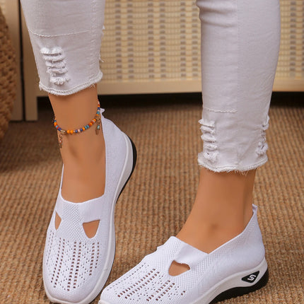 Women's shoes Solid Color Breathable Sneakers, casual sneaker women's summer sneakers, Low-top Knitted Casual Shoes Mom Shoes