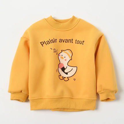 Children All-in-one Plush Sweater 3-8 Year Old Girl Cartoon Warm Pullover Boys Autumn and Winter Fashion Printed Sports Top
