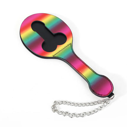 Rainbow BDSM Kit PU Leather Restraints with Handcuffs Cuffs Collar Leash Blindfold Ball Gag Paddle for Couples Role Play Sex Toy