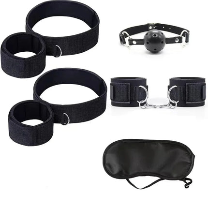Bed Restraint Set Couple Sex Toys Bondage Handcuff Kit Adult Game Tool 18+ Erotic Tie Downs Arm Ankle Eyeblinder Flirting Sextoy