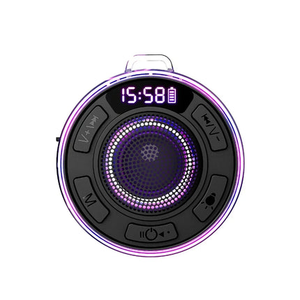 New Wireless Speaker IPX7 Waterproof Colorful LED Light Strong Bass Shower Speaker Waterproof 360° Sound RGB Lights FM Radio Fun