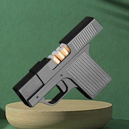 Capacity 10PCS Pistol Style Lighters with 3 Cigarette Case Jet Blue Flame Gas Lighter Windproof Cigar Lighter Gadgets for Men
