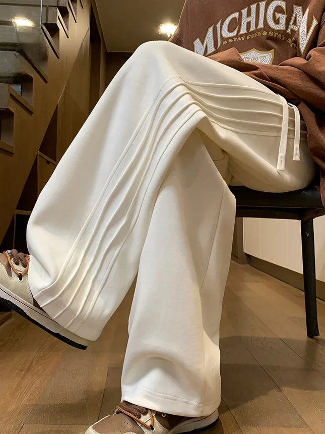 Summer Loose Casual Men's Sweatpants  New American Retro Ey Wide Leg Pants Teenage Drape Sports Long Trousers