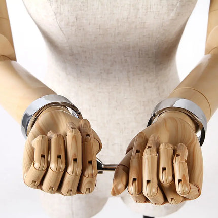 Metal Handcuffs Wrist Ankle Cuffs Locking Neck Collar Posturte Slave Bondage SM Spreader Bar Shackles Adult Sex Toys Men Women