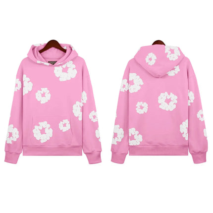 DENIM TEARSTHoodie Cross border European and American Hot selling Cotton Foam Printed Tears Hoodie Men's and Women's Hoodies