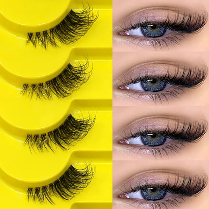 Veltrinay Half Lashes Natural Fake Lashes Wispy Cat Eye Lashes Clear Band Accent Short False Eyelashes Makeup