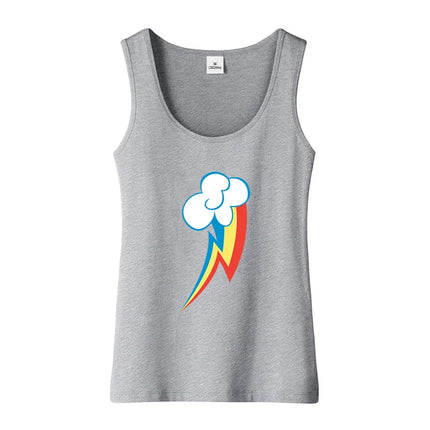 Rainbow Dash Graphics Cutie Sexy Tank Tops Street Fashion Funny Rock Sleeveless Tee Shirt Girl's Cotton Sports Fitness Camisole