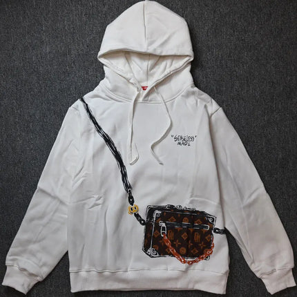 Hip Hop Men Cotton Pullover Hoodies Sweatshirts Thicken Japanese Style Hooded Puffer Fish Print Men&Women Outdoor Sportswear