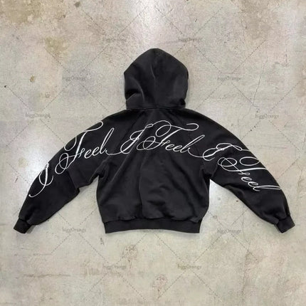 American Street Fashion Trend Joker Zipper Hoodie Women Harajuku Y2K New Hip Hop Punk Loose Sweatshirt Couple Casual Warm Hoodie