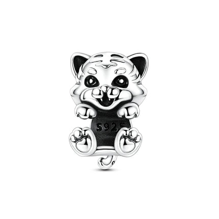 Lucky Clover Clip Charms 925 Sterling Silver Original Black Cat Stopper Clamp Silicone Spacer Charm For DIY Jewelry Bracelet