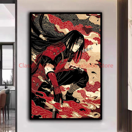 Naruto Poster Kakashi Sasuke Itachi Uchiha Akatsuki Anime Character Ukiyo-e Oil Painting Modern Home Decoration Aesthetic Gift
