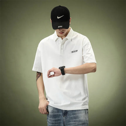 Summer Men's Letter Graphic Basic Golf Polo Shirts 2026 Solid Business Casual Tshirts Streetwear Fashion Appliques Oversized Top