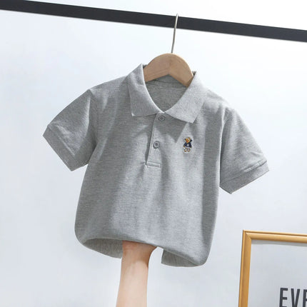 Children's polo shirt, short sleeved, elementary school uniform, summer, middle-aged, adult size, white collar T-shirt, school o