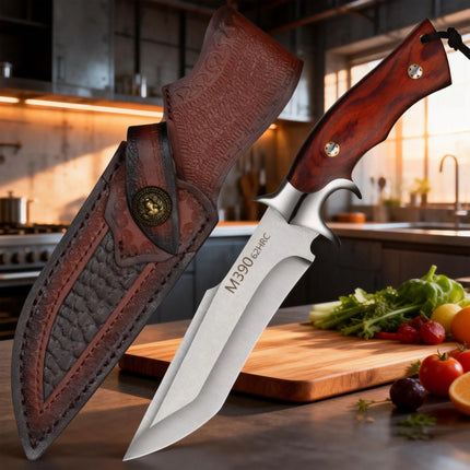 One High-end Kitchen Knife - A Japanese Stainless Steel Chef's Knife With A Knife Sheath And A Wooden Handle For Slicing Meat
