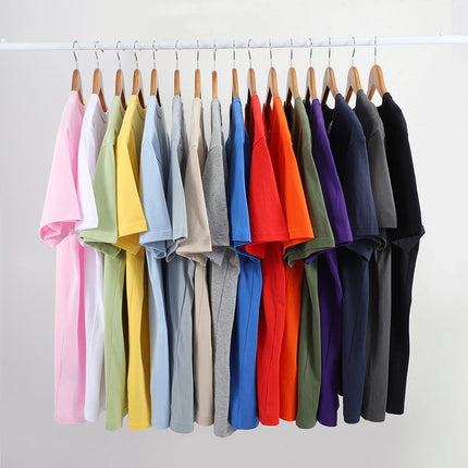 100% Cotton Solid T-shirts Men Women Short Sleeve Fashion Brand Trend Casual Soft Clothing Tees Customized Products Summer Tops