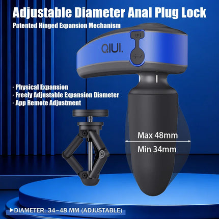 QIUI APP Remote Control Electric Shock Anal Plug Vibration Expansion Adjustable Diameter Butt Plug Lock Prostate Massage Sex Toy