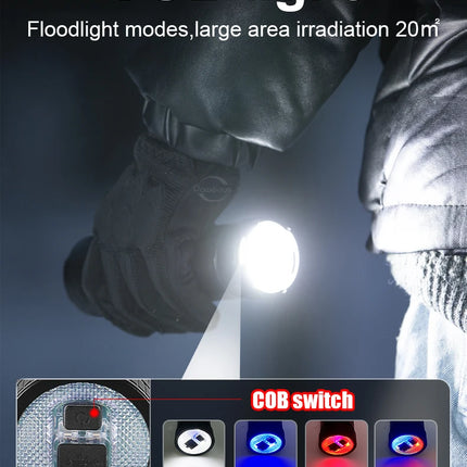 High Power Led flashlight Strong Light Rechargeable Torch Portable Handheld Flashlight Long Range 5km COB Light Camping Hiking