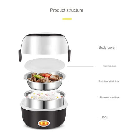 Best Sell Double Electric Lunch Box Stainless Steel Food Container Portable Faster Food Heated Heated Lunch Box for Office