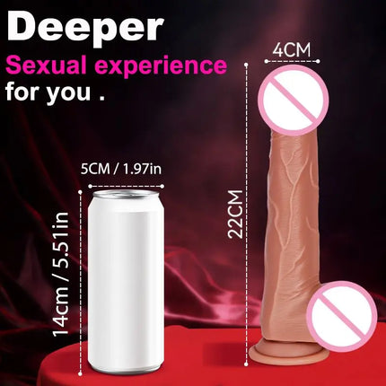 1pc 8.6inch Thrust Realistic Dildo Vibrator With 9 Telescopic And 10 Vibration Modes With Heating, Silicone Soft Realistic Remote Control Adult Sex Toy For G-spot Vibration Stimulation With Powerful Suction Cup