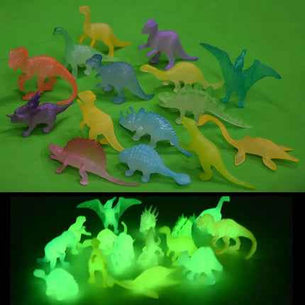16pcs Glow In The Dark Dinosaur Toy Luminous Dinosaur Model Figure Toy Decoration Party Favor Gift for Kids (Random Style)