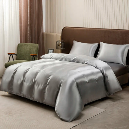 Black Luxury Ice Silk Bedding Set Satin Silky Duvet Cover Set With Pillowcase High-end Home Textiles Solid Color Bed Cover Sets
