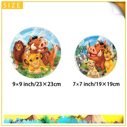 Lion King Birthday Party Decoration Simba Tableware Plate Cup Balloon Set Banner Backdrop Gift Bags Sticker Kids Party Supplies