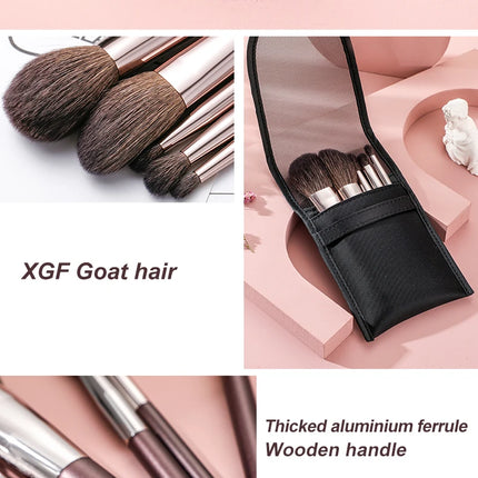 5-Piece Mini Natural Bristle Makeup Brush Set, Travel-Friendly Eyeshadow/Foundation/Blush/Concealer & Lip Brushes Portable Tools
