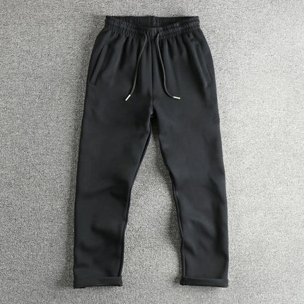 2025 Autumn New American Retro Solid Color Knitted Sweatpants Men's Simple Elastic Waist Drawstring Sport Casual Loose Pants