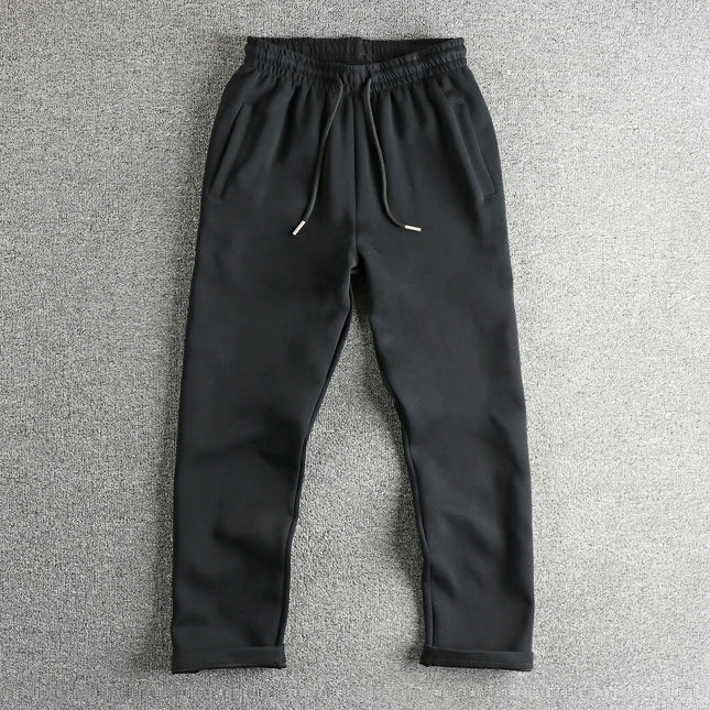 2025 Autumn New American Retro Solid Color Knitted Sweatpants Men's Simple Elastic Waist Drawstring Sport Casual Loose Pants