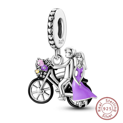 925 Sterling Silver Motorcycle Sports Car Bicycle Charms Pendents Fit Qikaola Original Bracelets Fine DIY Birthday Jewelry Gifts