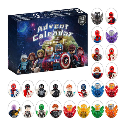 New Year Marvel Advent Calendar Box Countdown Avengers Spiderman Iron Man Anime Minifigures Model Children Christmas Toy Gift