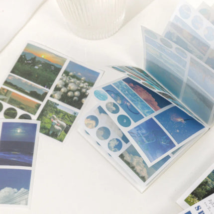 40pcs/pack Washi Paper Ins Stickers Book Aesthetic Scenery Sticker for Scrapbooking Journals Album Diary DIY Paers