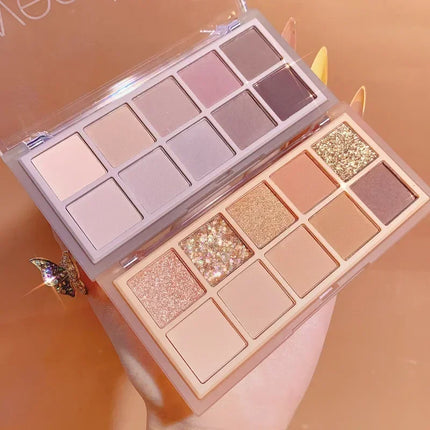 10 Colors Eye Shadow Palette Glitter Pearly Eyeshadow Nude Shiny Long Lasting Waterproof Charming Eyes Make Up Palette Cosmetics
