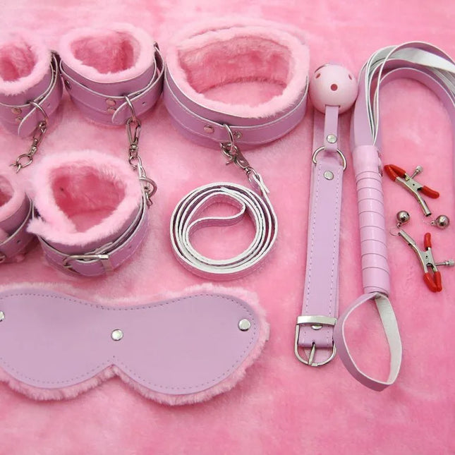 Fetish Bondage Restraints Sex Products PU Leather Wrist Ankle Cuffs for Adult Games, Handcuff Footcuff Couples Roleplay