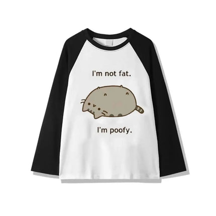 Japanese Polka Dot Cute Lazy Cat Print Loose T-shirt Aesthetics Kawaii Cartoon Tops Women's Sweet Harajuku Grunge Tees Y2k Tops