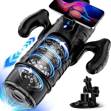 Male Masturbator Sex Toys for Men Male Sex Toy with 7 Thrusting 7 Rotating Pocket Pussy Hands Free Sex Machine LCD Display 18+