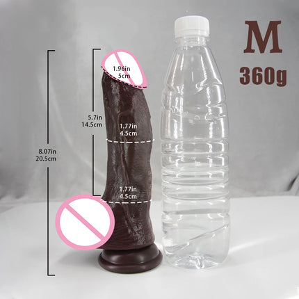 Realistic Long Dildo Black Anal Plug with Suction Cup Big Penis Butt Plug Long Dick Sex Toys for Women Men Phallus Anal Dilator