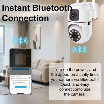8MP WiFi Surveillance Camera Dual Lens PTZ IP Camera Wireless Security Two-Way Audio Human Detect Security 10X Zoom 5MP Camera