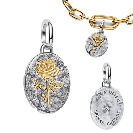 Coin Pendant Charms 925 Silver Vintage Round Seal Metal Golden Skull Compass Medal Beads Bracelets Necklaces Parts Fine Jewelry