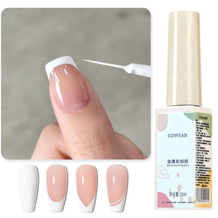 10ml White Nail Liner Gel Polish 3D French Tips Swirls Gel Nail Polish Manicure Soak Off UV Nail Liner Polish with Thin Brush R4